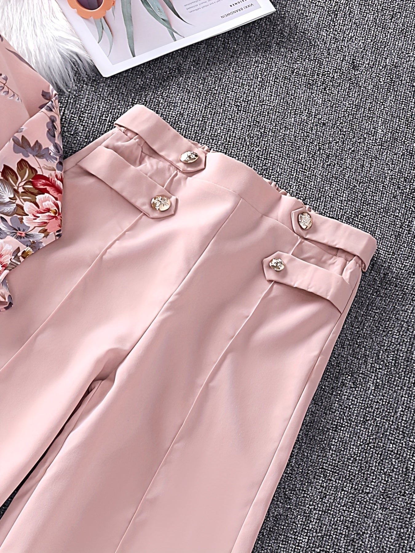 Girls 2pcs Long Sleeve Top & Pants Floral Print Kids Clothes