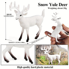 Christmas Snow Tail Deer Wild Forest Jungle Animal Model Set