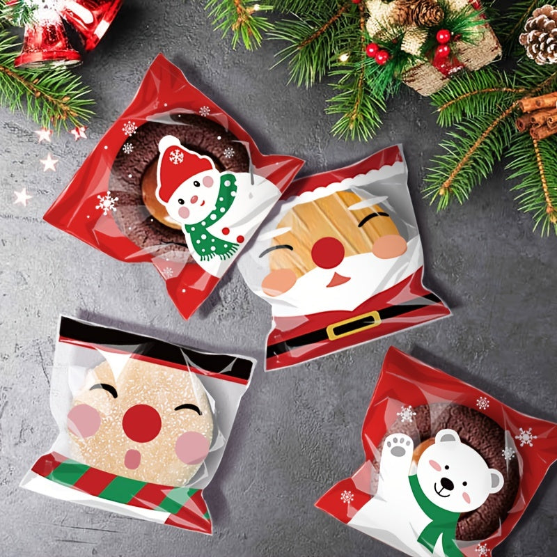 100pcs Christmas Self Adhesive Packaging Bag Xmas Party Supplies