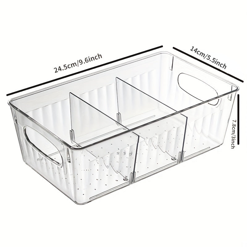 2pcs Plastic Pantry Storage Bins w/ Removable Dividers for Kitchen