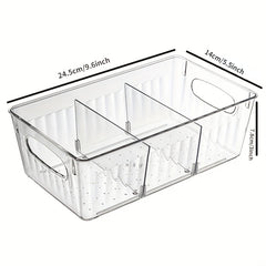 2pcs Plastic Pantry Storage Bins w/ Removable Dividers for Kitchen
