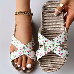 Floral Cross Straps Sandals for Women