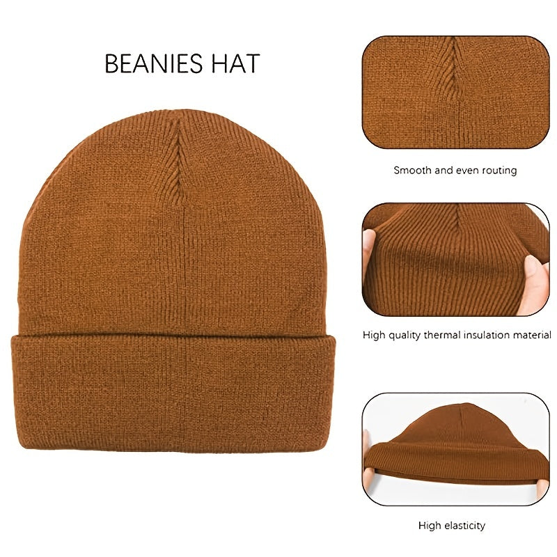 Unisex Acrylic Knitted Beanie Hat Autumn Winter Warm Cap