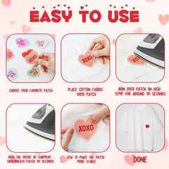 Valentines Iron On Patches Conversation Hearts Sew On Embroidered Applique
