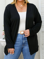 Solid Open Front Cardigan - Long Sleeve