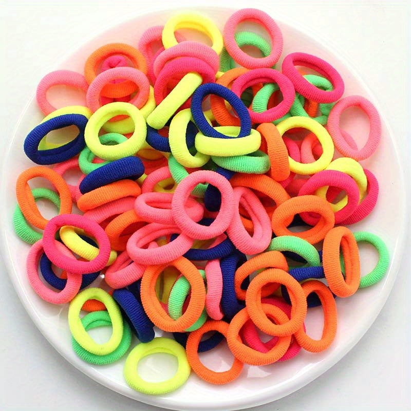 200pcs Vibrant Hair Ties Elastic Ponytail Holders for Girls & Kids
