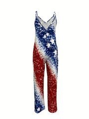 Colorblock Jumpsuit Spaghetti Strap Casual Spring Summer