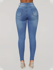 Distressed Skinny Jeans High Stretch Casual Denim Pants Women's Clothing