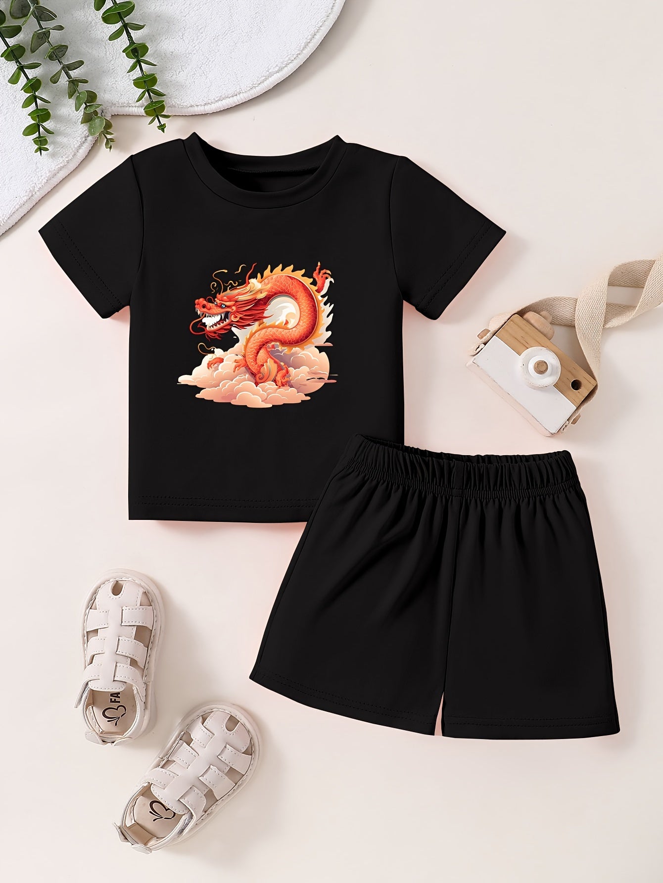 Cartoon Dragon Toddler Kid T-shirt & Shorts Set