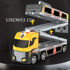 Construction Vehicle Transport Truck & Fire Engine Carrier Toy Set