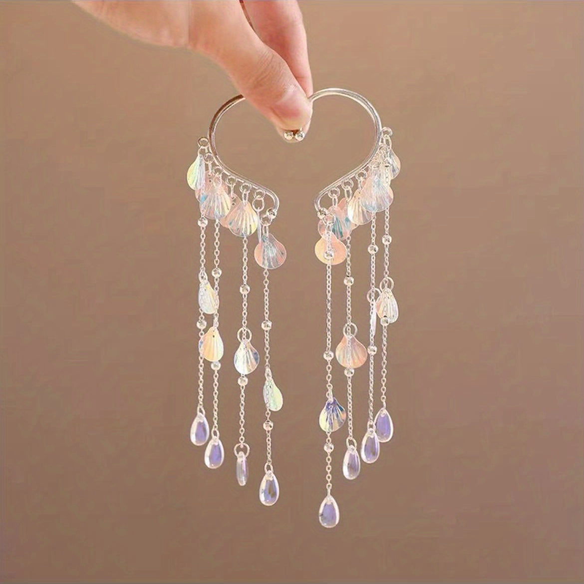2pcs Colorful Tassel Fairy Earrings Faux Pearl Chinese Style Girls