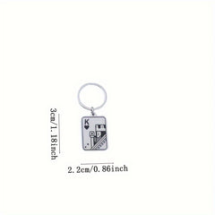 Creative Stainless Steel Playing Card Keychain Keyring Small Gift