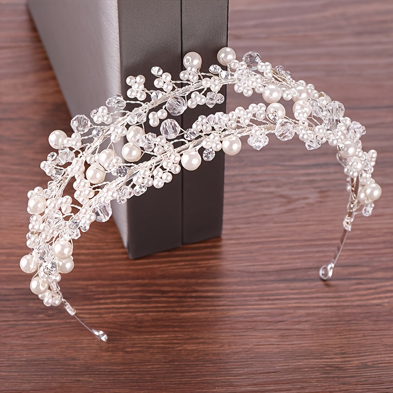 Pearl Crystal Bridal Tiara Headband Hair Accessories