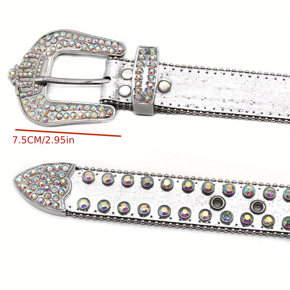 Crown Rhinestones Inlaid Hip hop Trousers Belt