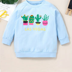 Girls Cactus Print Crew Neck Sweatshirts For Sports Casual Outfit