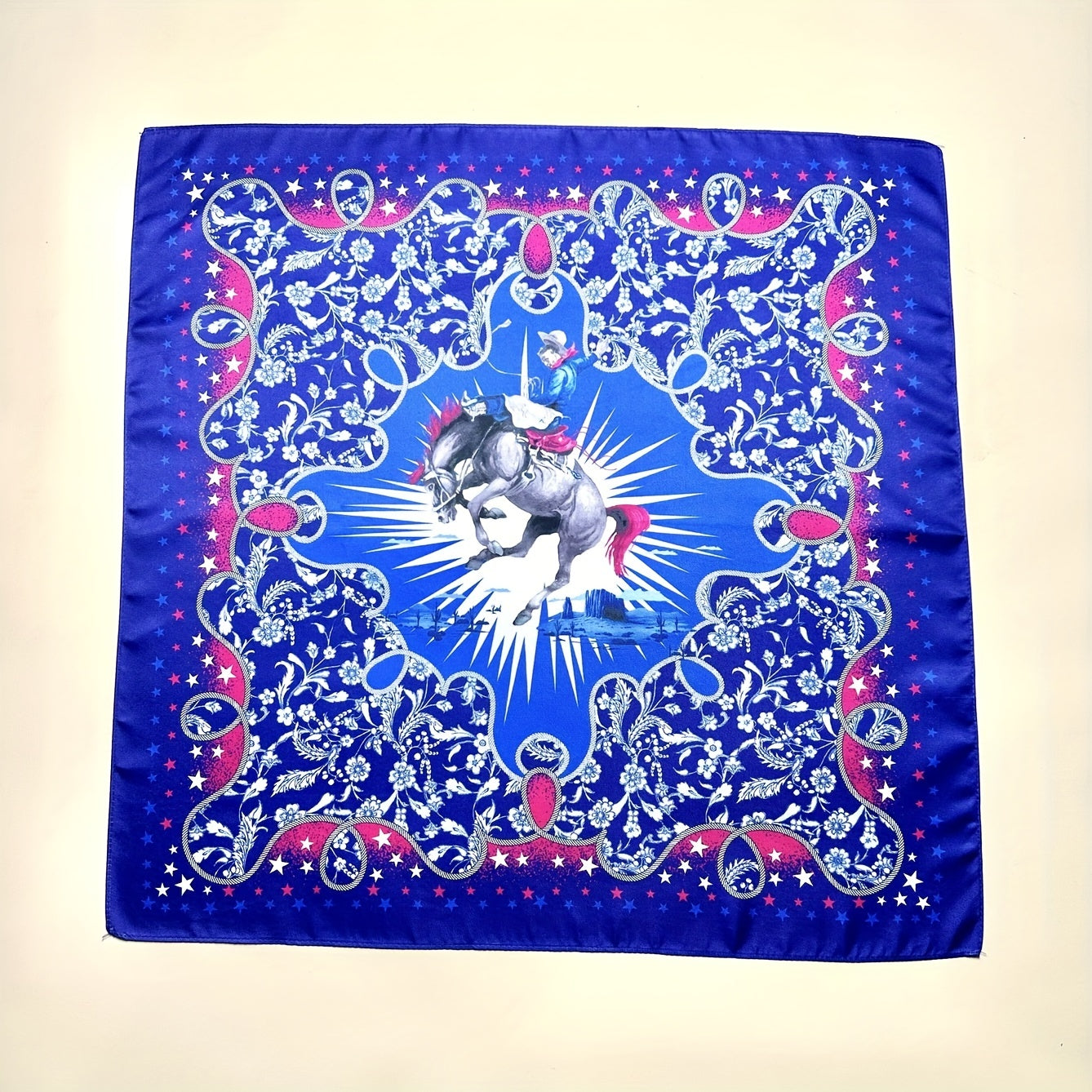 Purple Horse Cowgirl Print Square Scarf Vintage Bandana