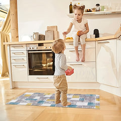 2pcs Boho Plaid Kitchen Rugs Absorbent Non Slip Stain Resistant