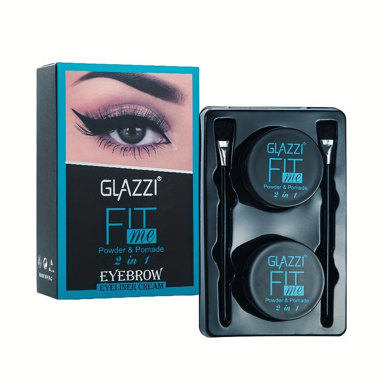 2-in-1 Eyebrow Powder & Eyeliner Set, Waterproof & Durable, Brown