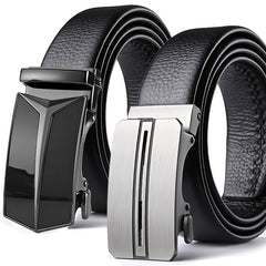 Men's Cowhide Leather Belt Automatic Buckle Business Belt
