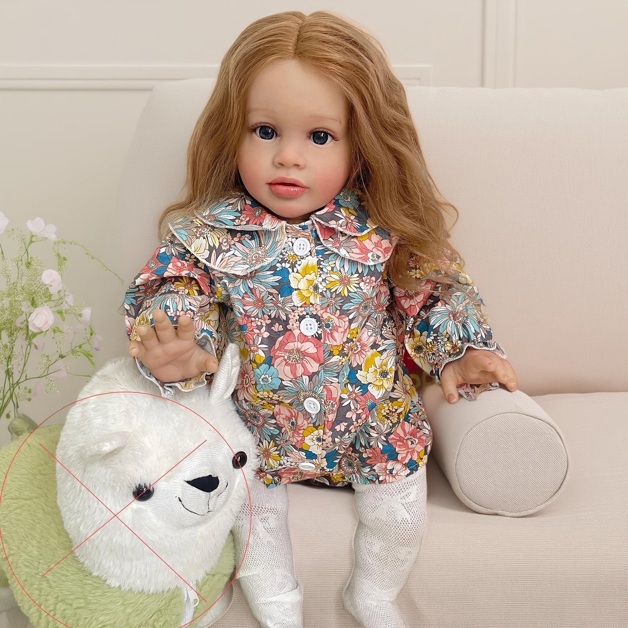 Pippa Reborn Doll, Floral Dress, Realistic Hair