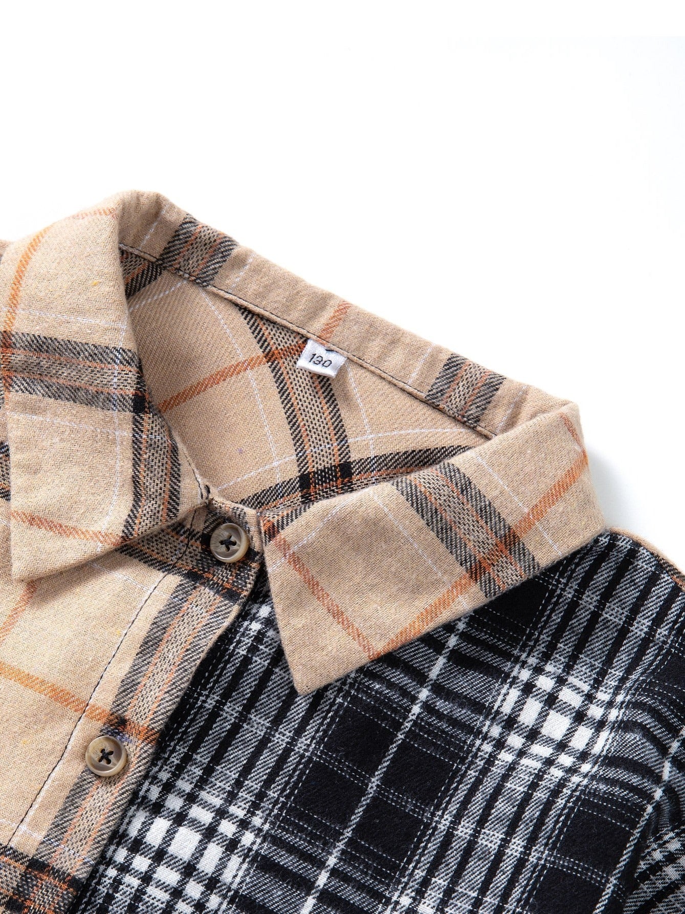 Girl s Plaid Patchwork Lapel Shirt