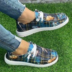 Butterfly & Plaid Pattern Flat Canvas Shoes Women's Slip On Casual Shoes