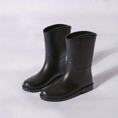 PVC Solid Rain Boots Lightweight Non Slip Water Shoes Mid Calf Boots