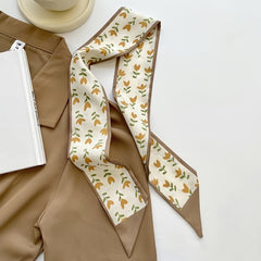 Small Silk Scarf Women's Printed Scarves Hair Tie Bag Decoration Ribbon Headband