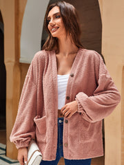 Fluffy Button Loose Coat Casual Jacket Outerwear Women's Clothing