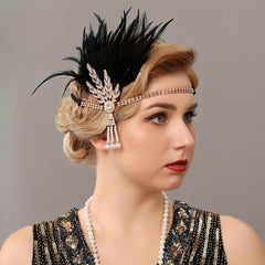 Faux Feather Alloy Rhinestone Headband 4876