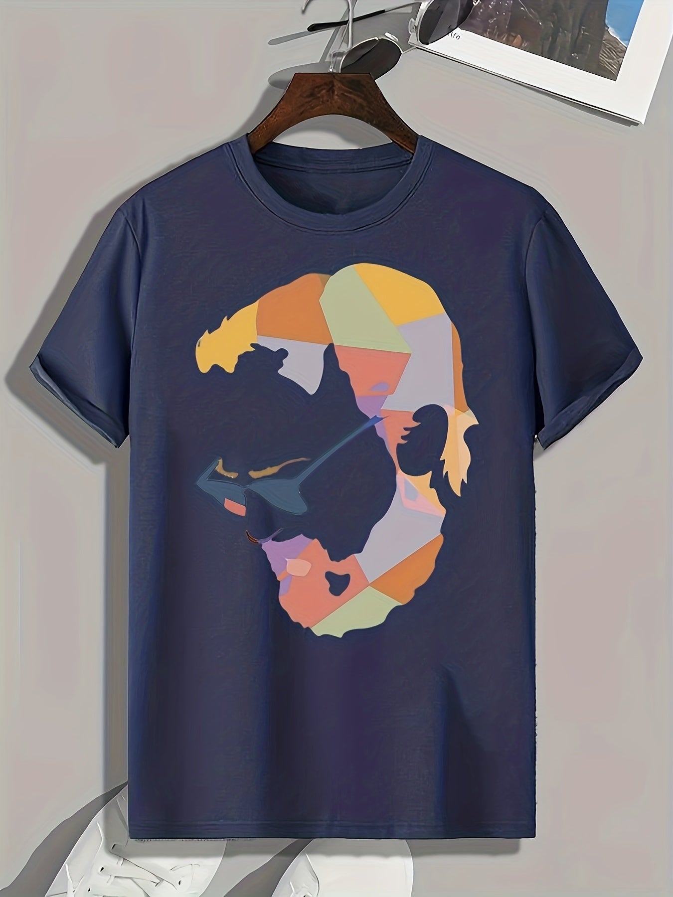 Colorful Block Print Men's Graphic Tee Casual Comfy Summer Shirt