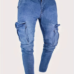 Men's Slim Fit Pocket Jeans Casual Stretch Street Style Denim Pants