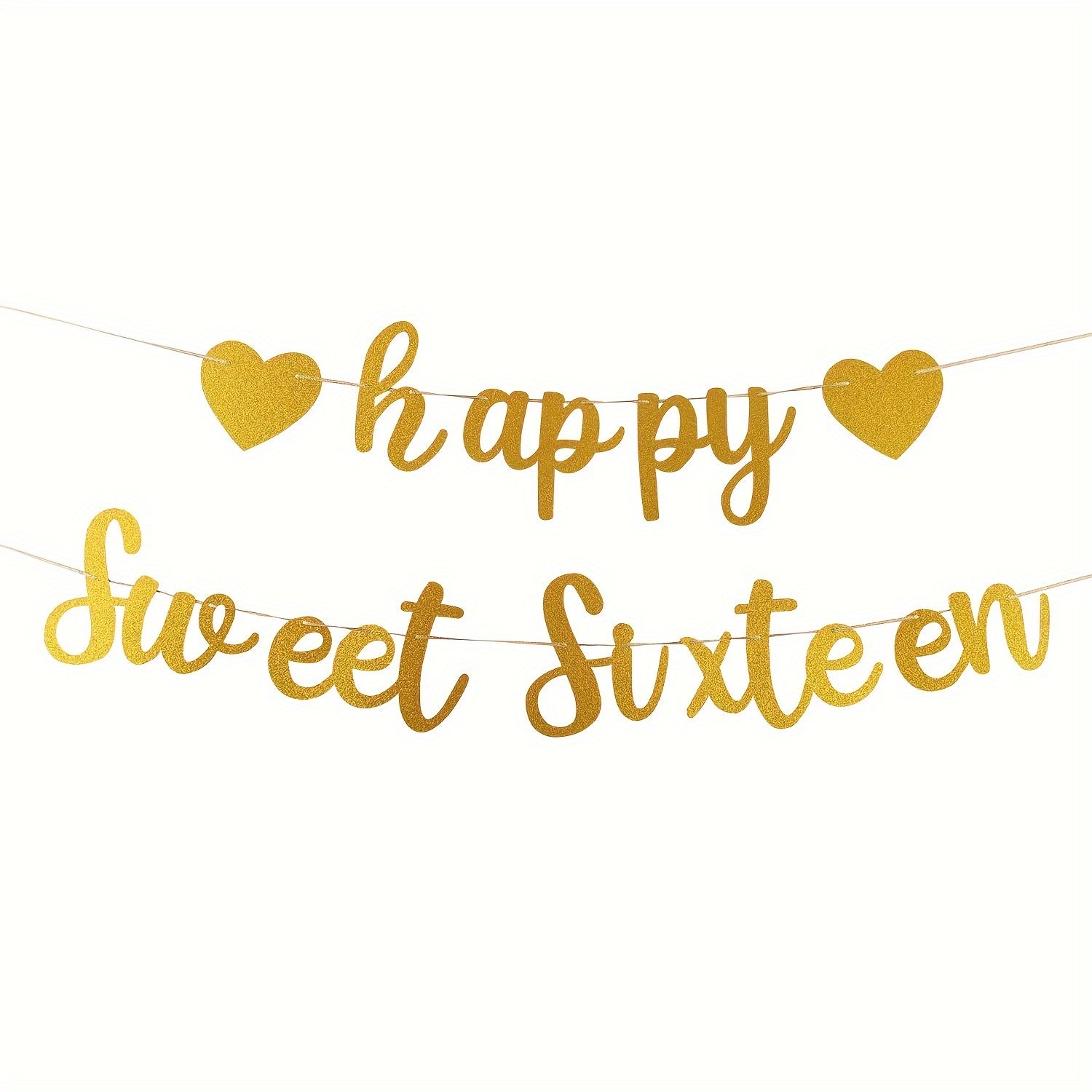 Sweet Sixteen Birthday Banner DIY Rose Golden Glitter Decorations