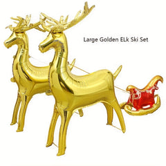 Christmas 3D Golden Deer Balloon Standing Elk Shape Aluminum Foil Balloon