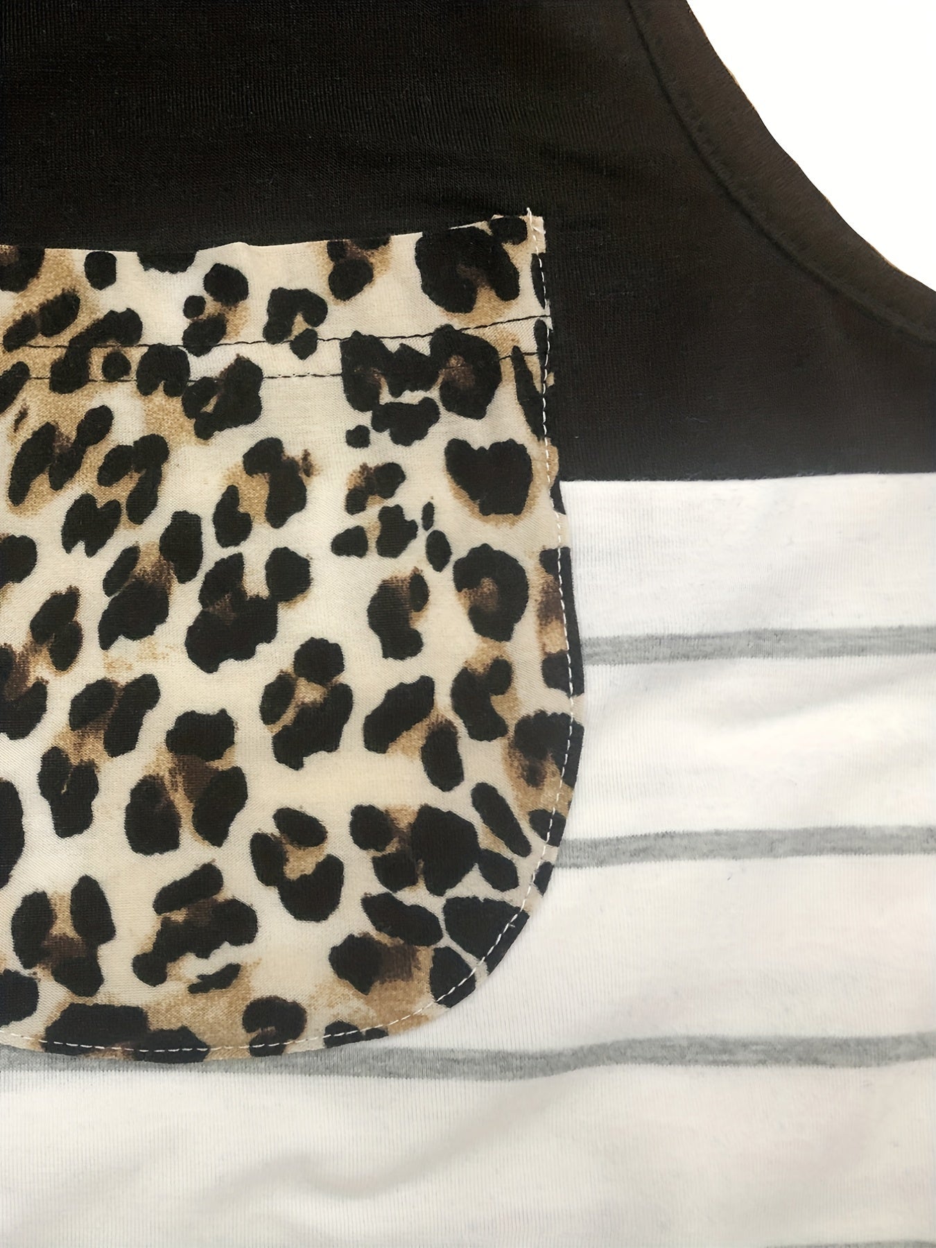 Plus Size Colorblock Stripe & Leopard Print V Neck Tank