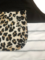 Plus Size Colorblock Stripe & Leopard Print V Neck Tank