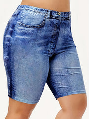 Denim Print High Waist Leggings for Women