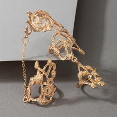 Flower Chain Stylish Hollow Carving Ring Jewelry For Women