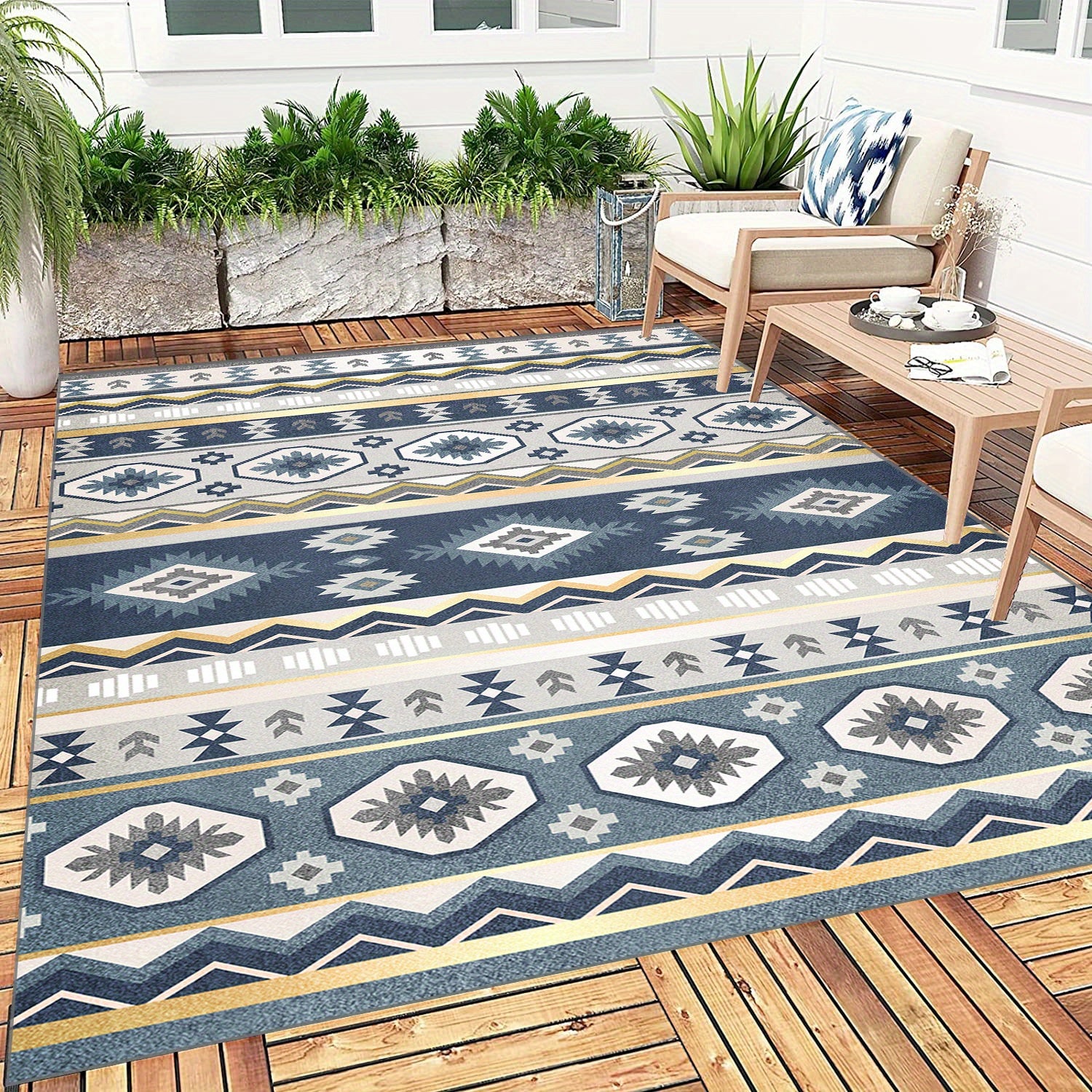 Waterproof Non Slip Indoor Outdoor Rug for Camper RV Patio