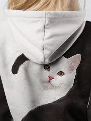 Yin yang Kitty Hooded Sweatshirt For Spring Sports