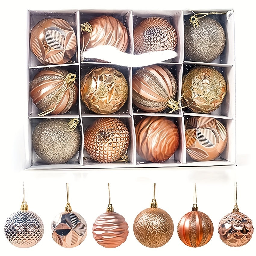 12pcs Shatterproof Christmas Balls Ornaments Set Include Hooks