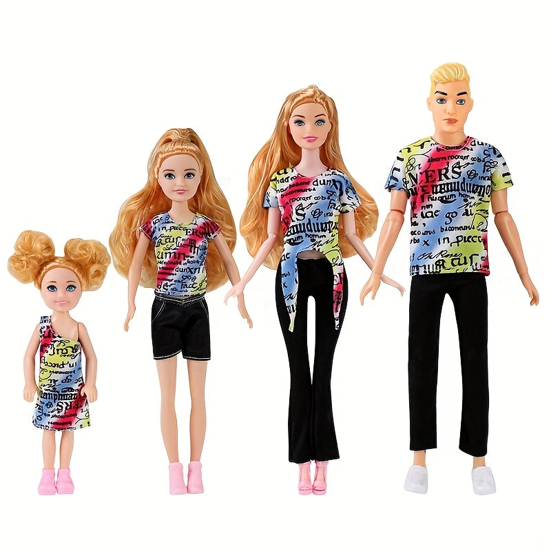 Happy Family 11.5 Inch Doll Toy Set Casual Outfit Husband Wife Daughter Son