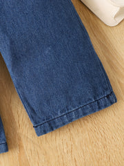 Baby Girls Wide Leg Denim Jeans With Pockets