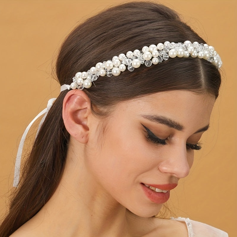 Bridal Crystal Pearl Headband Tiara Wedding Hair Accessories