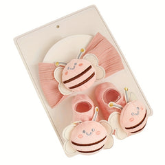 Baby Girls Hair Tie & Socks Set Bee Headwear Infant Toddler Children s Box