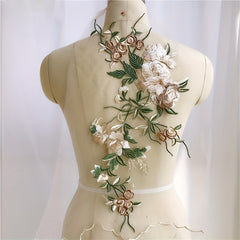 1pc Lace Embroidered Applique Wedding Dress Sew On Patch For Clothing Skirt