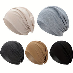2pcs Solid Thin Pullover Stacking Hat Warm Sealed Top Hat Beanie