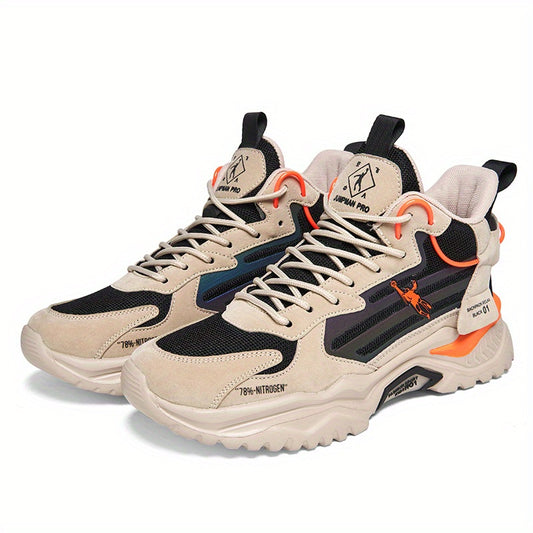 Men's High Top Lace Up Basketball Shoes Shock Absorption Comfortable Sneakers