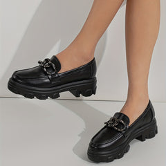 Women's Chain Decor Loafers Comfortable Slip On Shoes