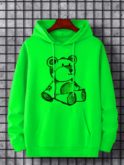 Bear Doodle Print Hoodie Men's Graphic Pullover